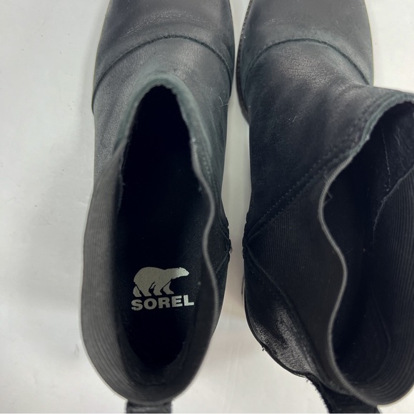 Sorel Cate Chelsea Ankle Boot Black Leather Block Heel Bootie Women’s size 5 - Picture 6 of 12